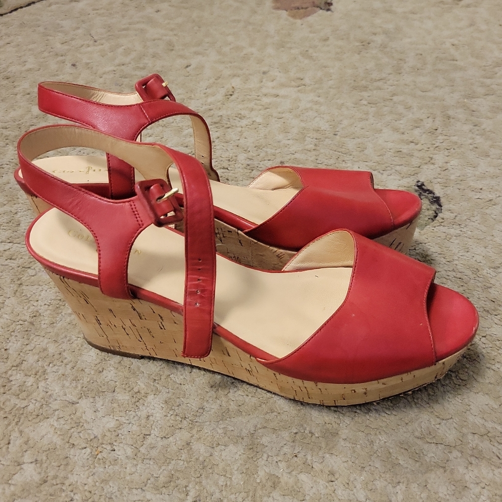 Red platform sandles
